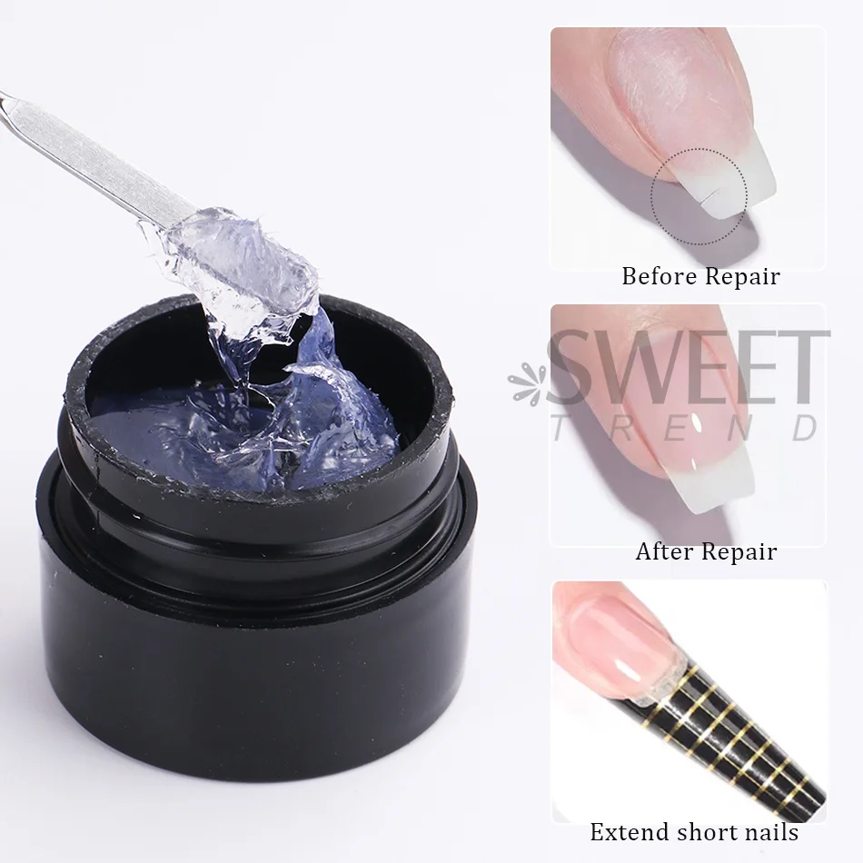 1/2bottle Fiber Repaired Nails Gel UV Soak Off Broken Cracked Nail Repair Gel Reinforcement Construction Gel Manicure Supplies
