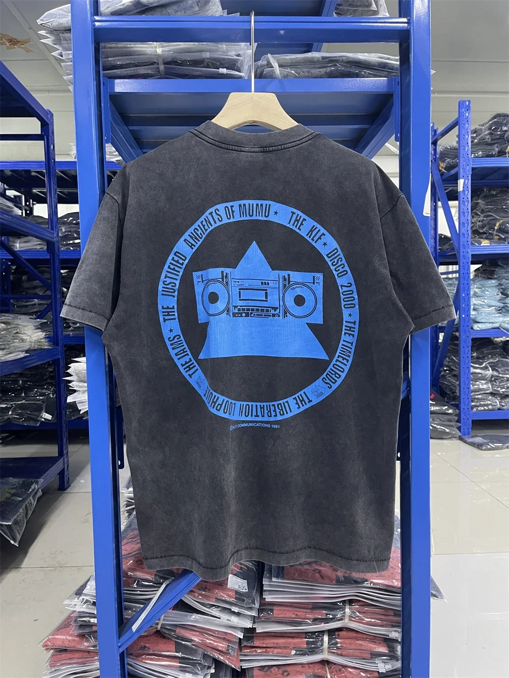 Blue Washed Printing Saint T Shirt Men Women Best Quality T-shirt Summer Style Top Tees
