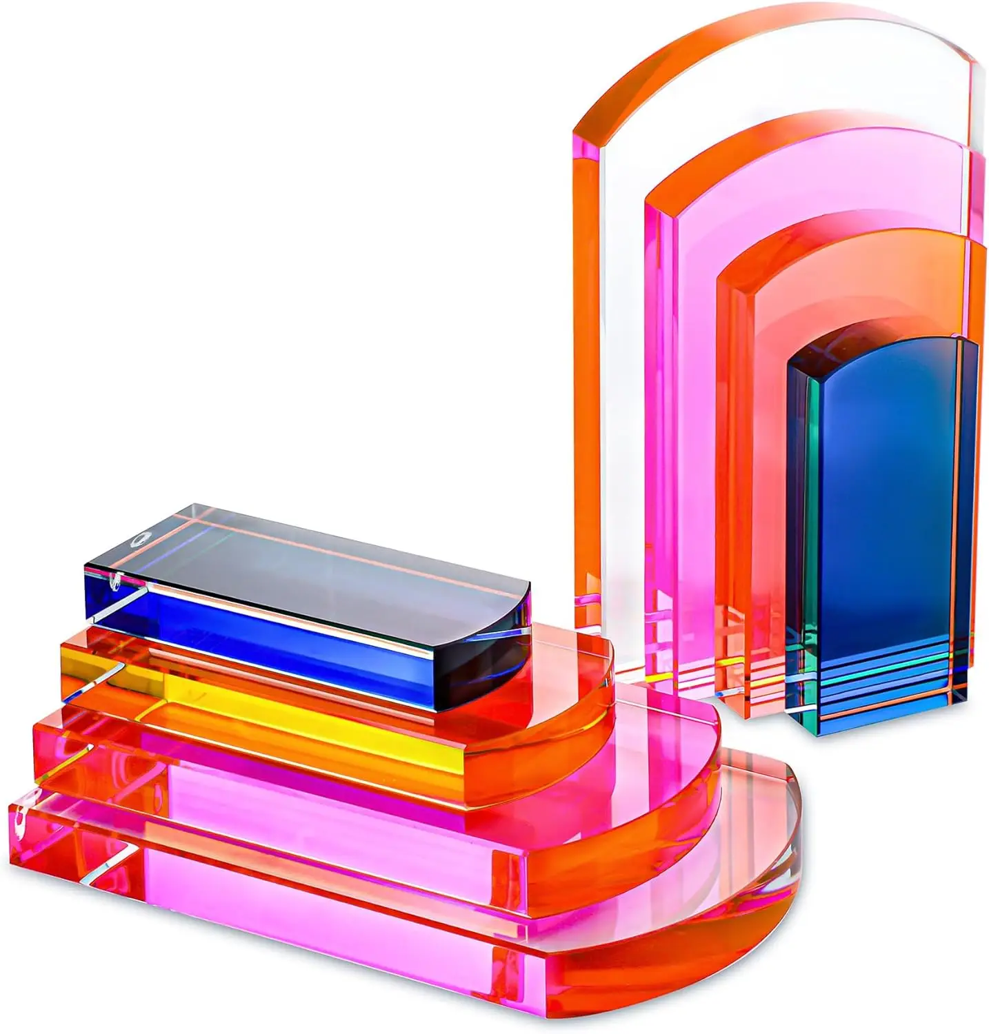 

Crystal Bookends Heavy Non-Skid Decorative for Shelves, Sturdy Book Holders for Home and Office