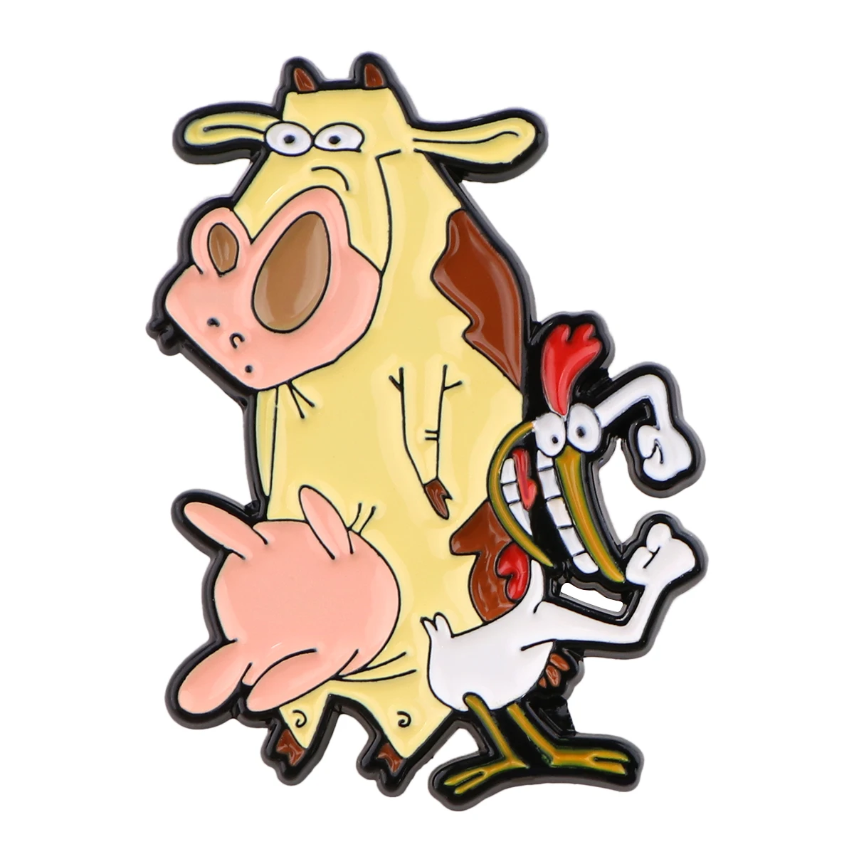 Cute Cow and Chicken Metal Enamel Pins Funny Cartoon Brooches for Women Men Lapel Pin Backpack Bags Badges Kids Gifts