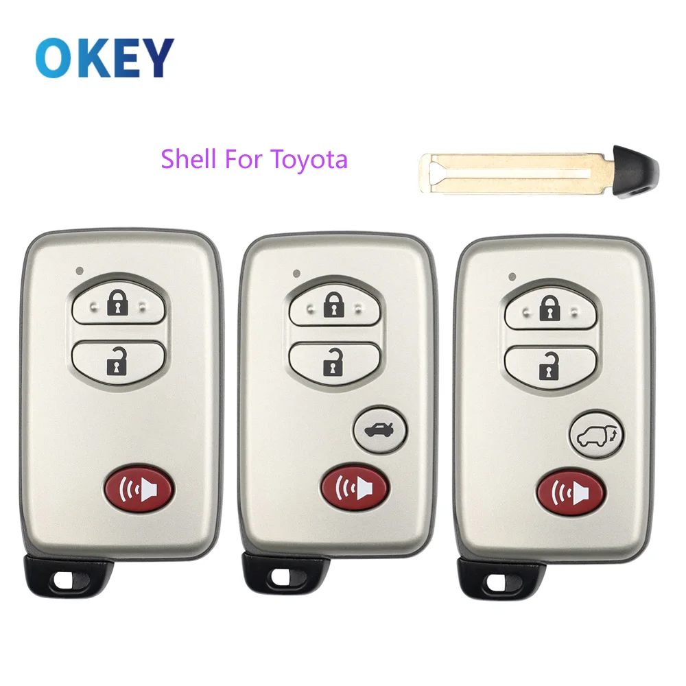 Okey Remote Car Key Shell Replacement Case For Toyota Camry Key Cover FOB Shell Blank With Blade 3/4 Buttons