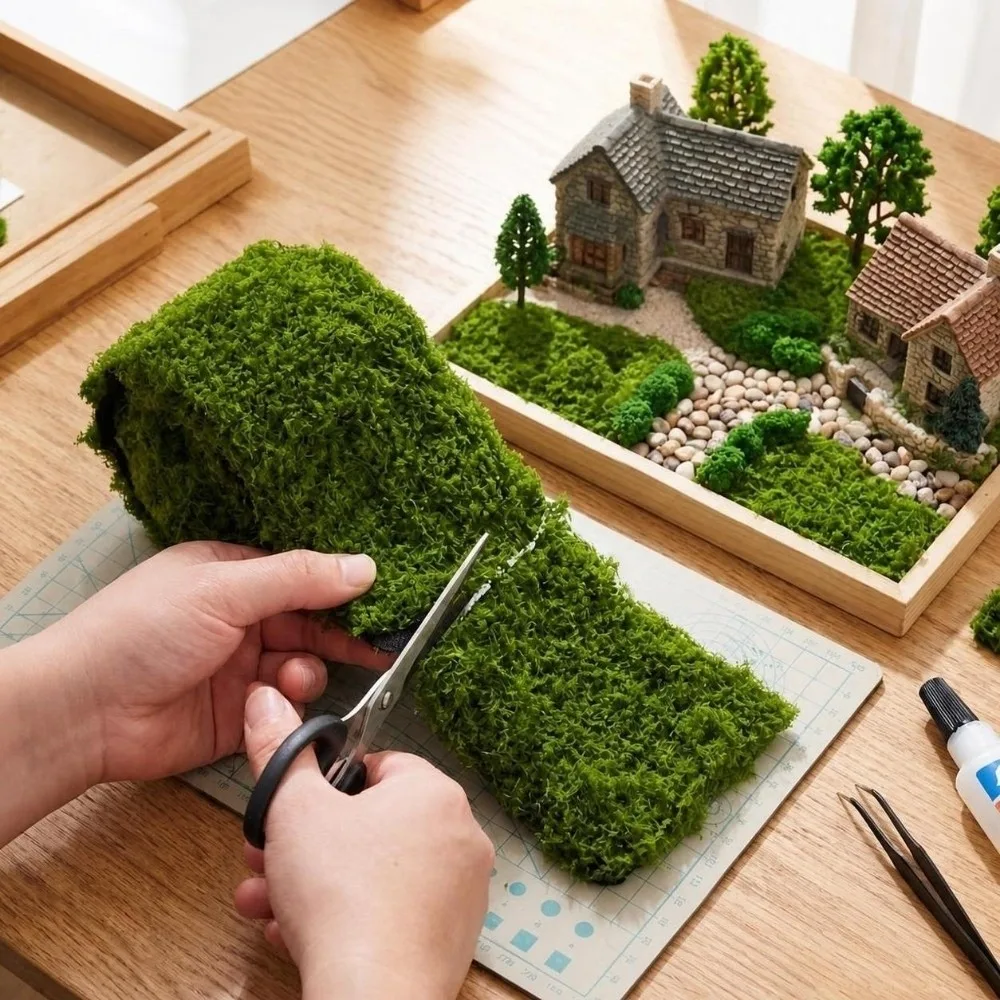 Green Micro-landscape Model Lawn Free Cutting DIY Making Material Faux Grass Table Runner Photo Props 10*120cm 20*120cm