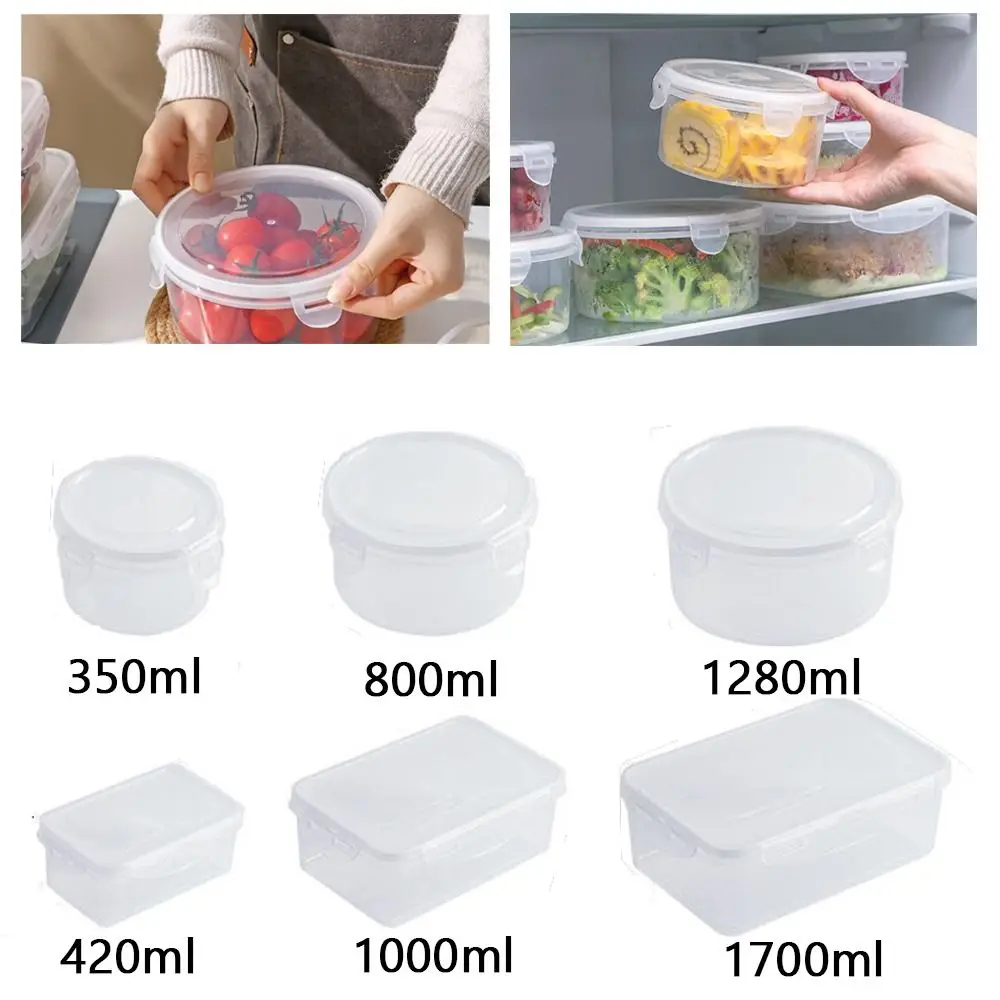 Durable Transparent Freshness Box with Lid Plastic Food Container Leak-proof Sealed Box for Kitchen Vegetable Meat Storage