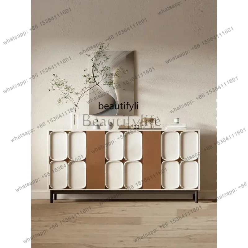 Italian minimalist dining side cabinet light luxury high-end solid wood tea cabinet villa modern simplicity