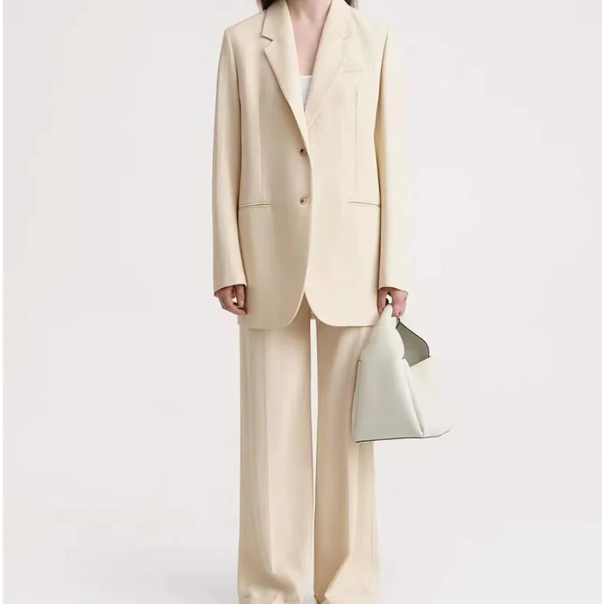 

Withered Niche Bleached Sand Shoulder Pad Herringbone Suit+pants Set Woman Clothes Pant Sets New Two Piece Set Women's Suit