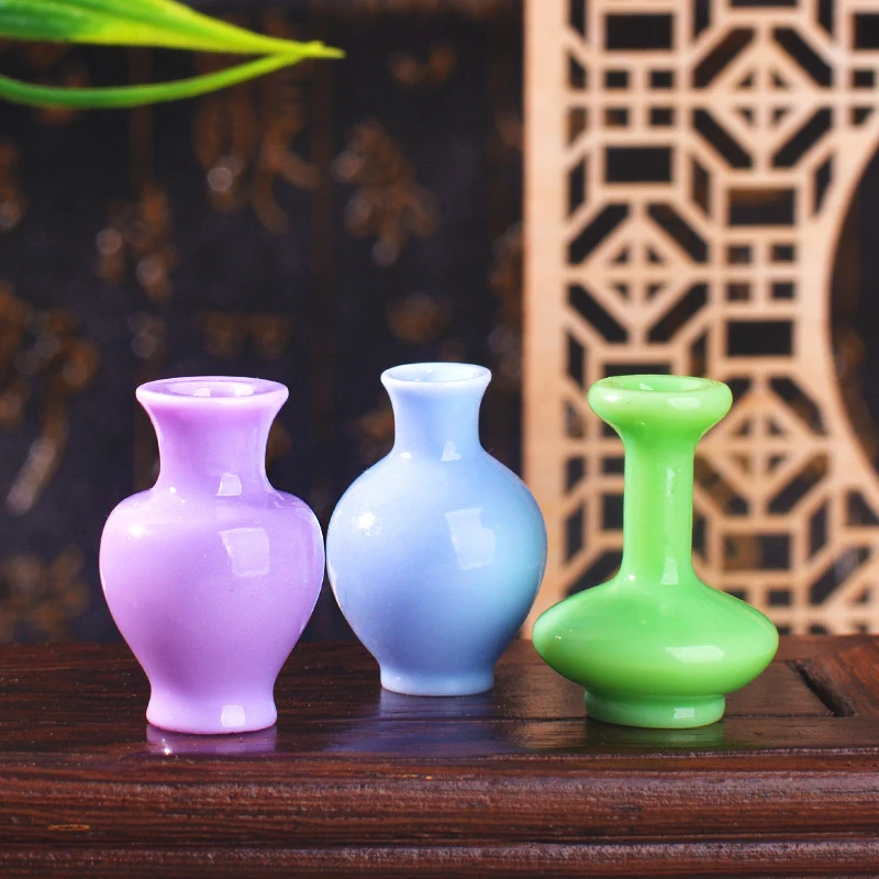 8 pezzi mini bottiglie di vaso colorato / vasi miniature di case delle bambole fatte a mano vaso casa delle bambole decora ornamento da cucina accessori fai da te
