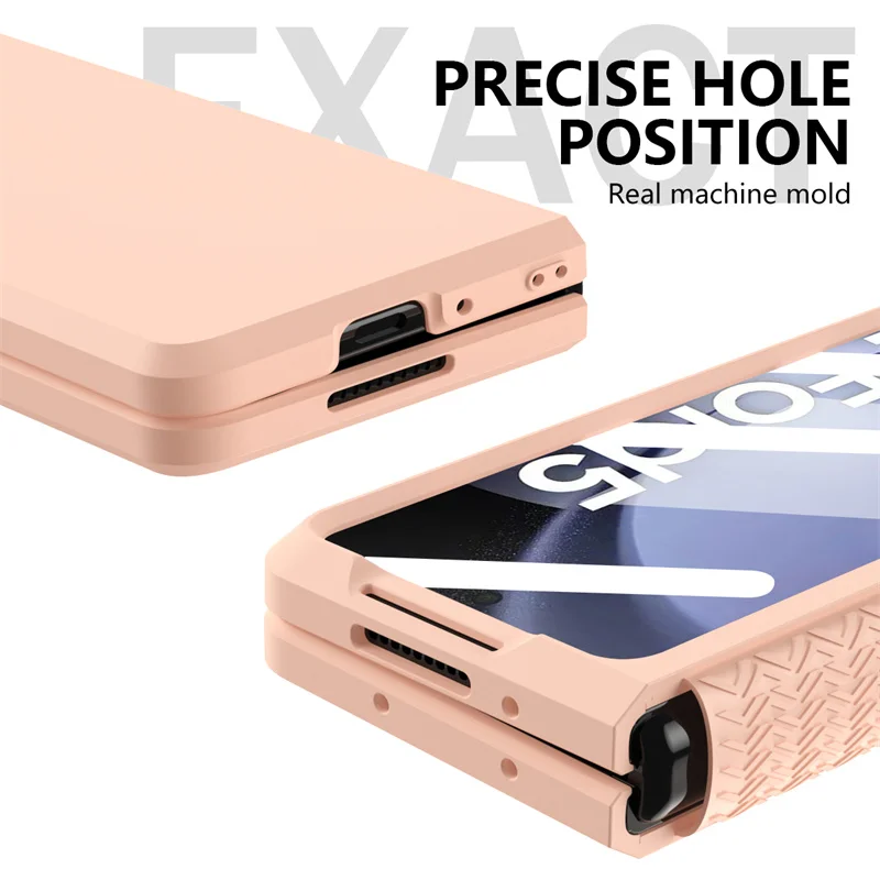 Suitable For Samsung Galaxy Z Fold 5 4 3 2 Hinge Leather Case With Front Glass Full Protection Ultra-thin Hard PC Cover