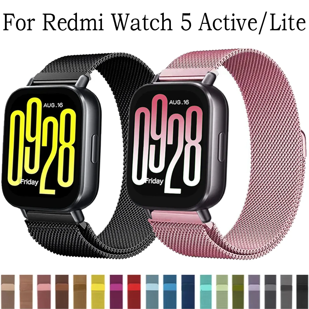 20mm 22mm Milanese Magnetic Strap for Redmi Watch 5 Active Samsung Galaxy Watch 7 6 5 4 Metal Bracelet for Redmi Watch 5 Lite