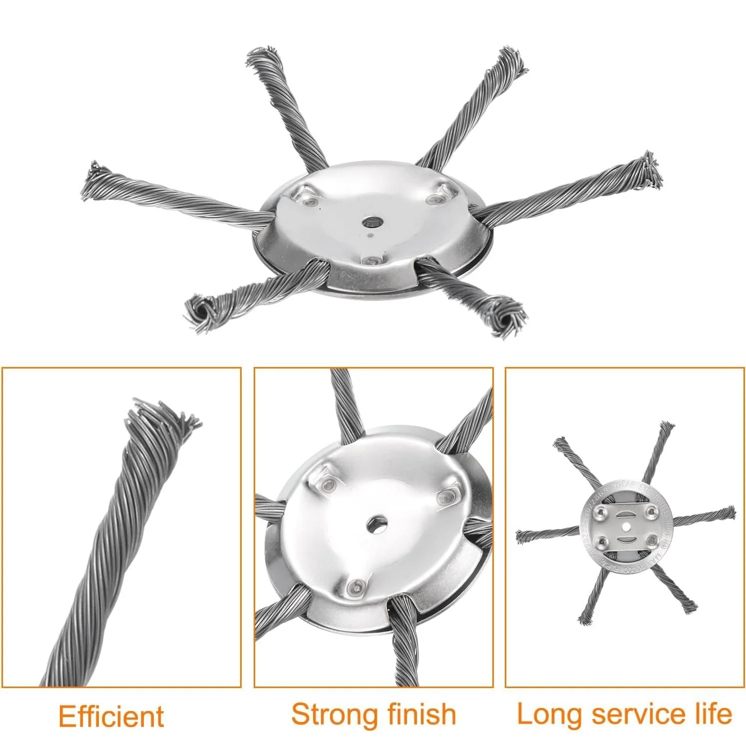  Weed Brush Head Steel Wire Wheel Grass Trimmer Head Removal Moss Rust Lawn Mower Grass Brush Disc Weed Brush Trimmer Heads image 4