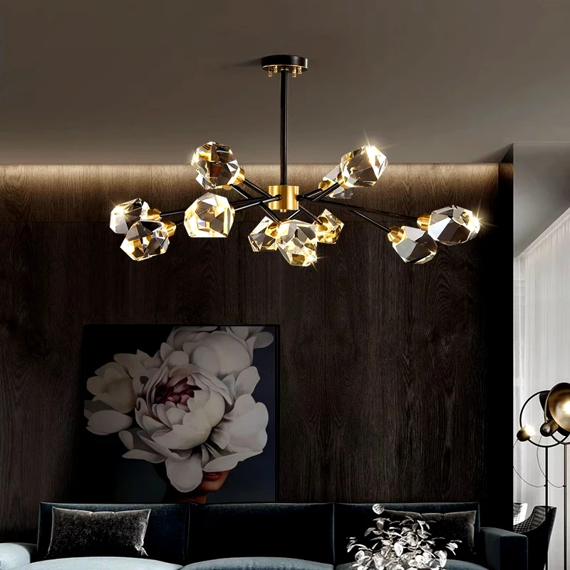 Modern Crystal LED Light Kitchen Living Room Bedroom Home Decoration Chandelier Luxury Gold Lighting Ceiling Gloss Pendent Lamp