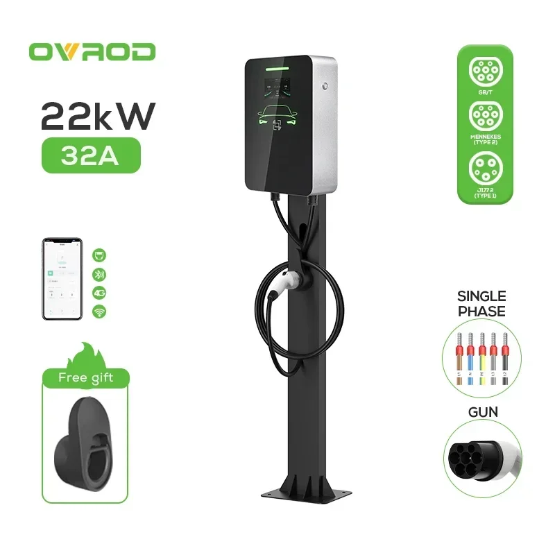 Sell Well Ovrod App Control 32A Charging Piles Column Type Electric Charger Ac 22Kw Ev Charger With Load Balance