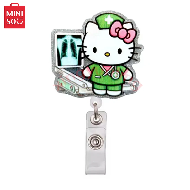 sanrio Cartoon Hospital Medical Nurse Doctor Cute Cat Kitty Love Heart Clip Brooches Badge Reel ID Name Cards Holder Accessories