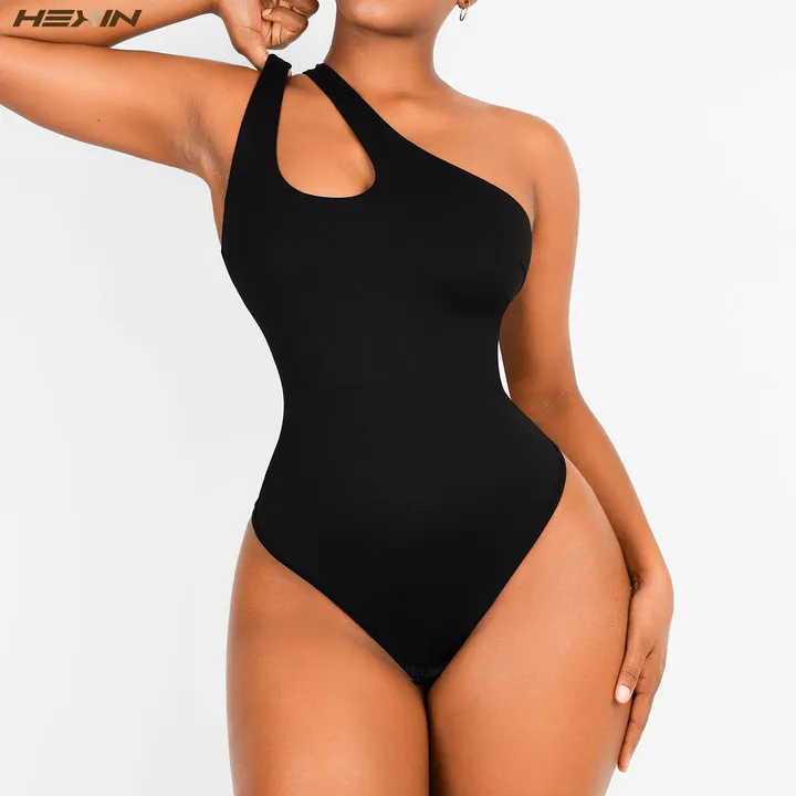 

Hexin Shapewear Bodysuit for Women Tummy control Tops Cutout Sleeveless Bodysuit Thong Sculpting with Removable Padding