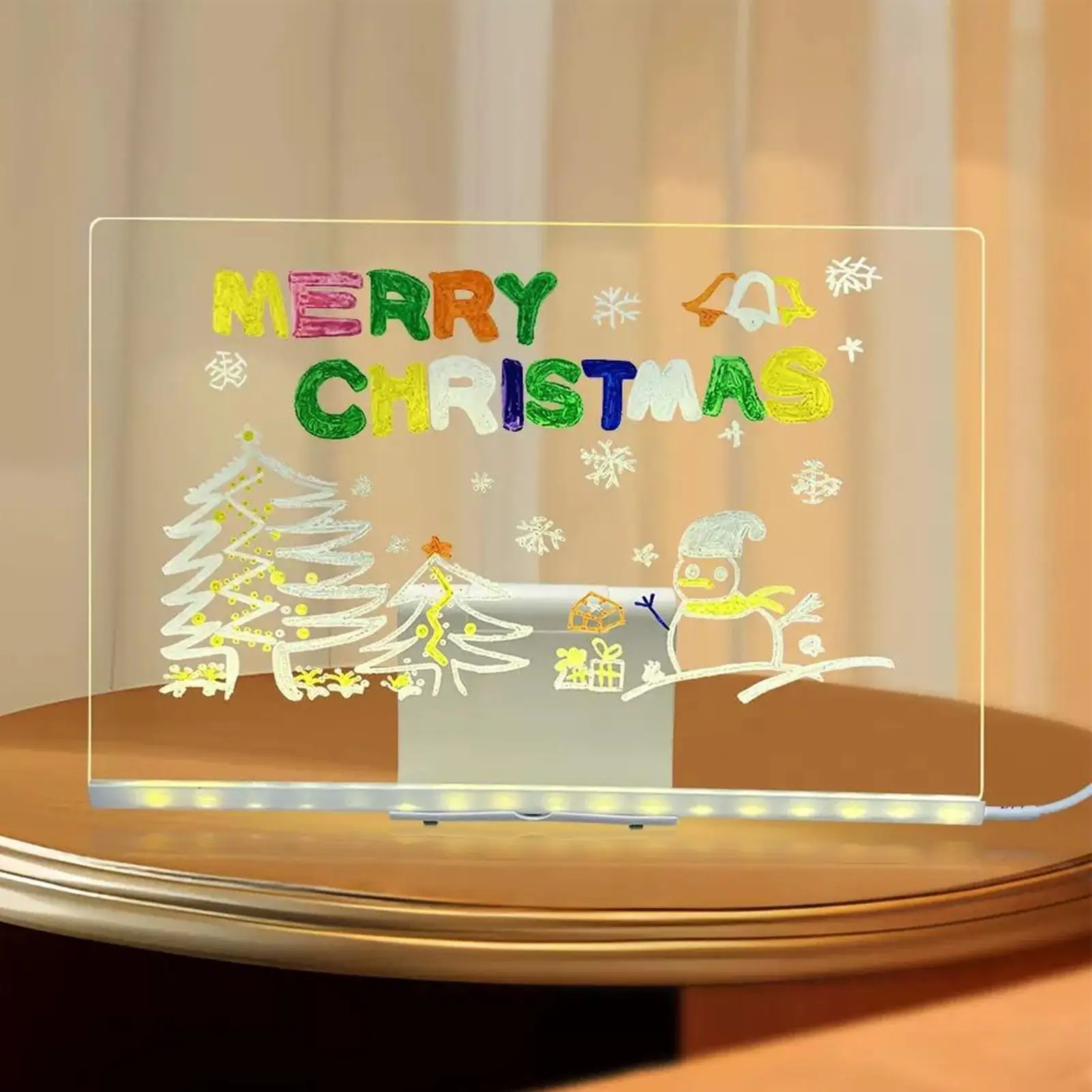 LED-Leuchten-Doodle-Brett, Acryl-Zeichenblock mit 7 schnell trocknenden Stiften, leuchtendes Schreibtablett für Kinder, Malspielzeug, Weihnachtsgeschenk