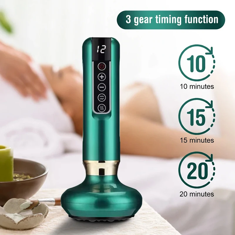 12 Gear Electric Cupping Massager Vacuum Suction Cup GuaSha Anti Cellulite Beauty Health Scraping Heat Body Slimming Massage