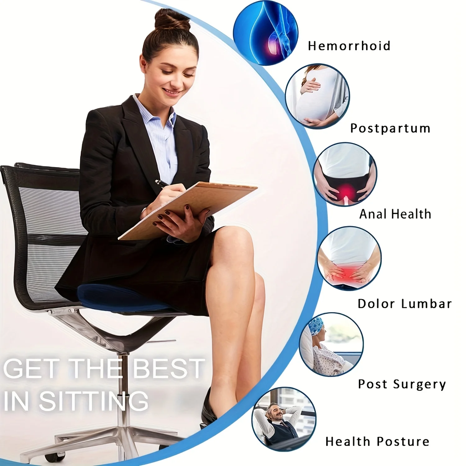 1 قطعة رغوة الذاكرة العظام دونات وسادة العصعص وسادة مقعد البواسير وسادة عظم الذنب وسادة للحوامل بعقب وسادة