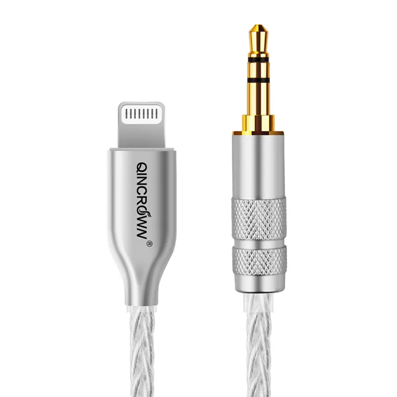 Błyskawica do 3.5mm Sterling czystego srebra AUX HIFI kabel Audio samochód iphone wzmacniacz mocy linia łącząca