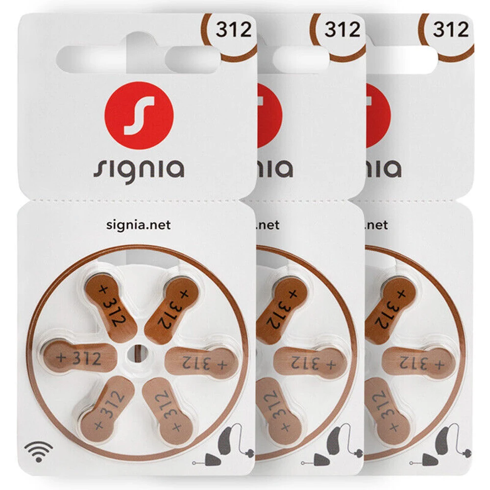 Hearing Aid Batteries 60 PCS Signia 1.45V High Performance 312 312A A312 PR41. Battery For BTE CIC RIC  Hearing Aids