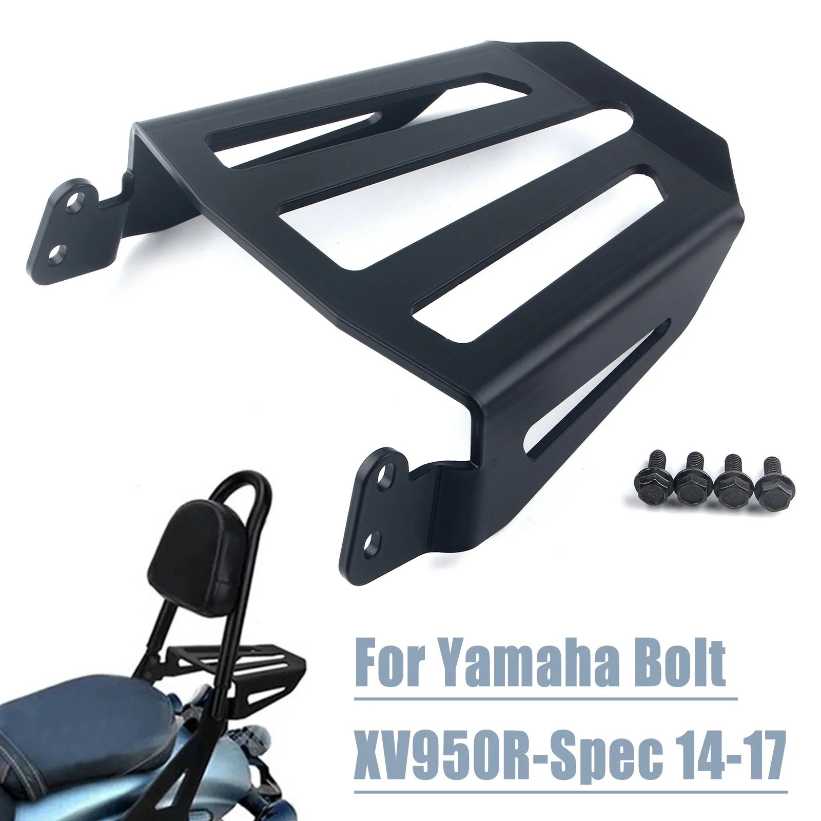ALL Black Rear Backrest Sissy Bar Luggage Rack For Yamaha Bolt XVS950 2014-2017