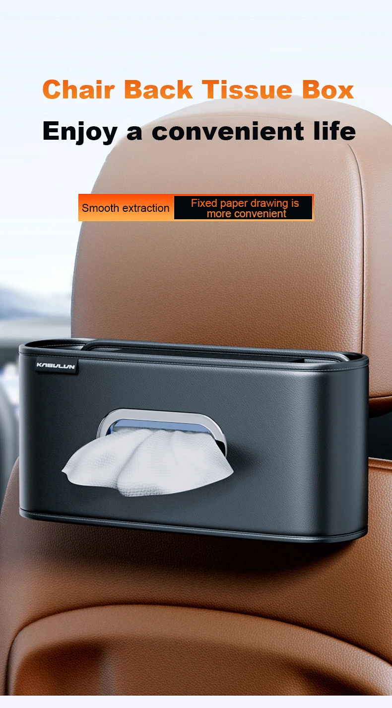 1 Stück Auto-Taschentuchbox, am Fahrzeug montierte Taschentuchbox, Auto-Taschentuchspender, multifunktionales elastisches Band aus Leder, für Mittelkonsole – Detail 1