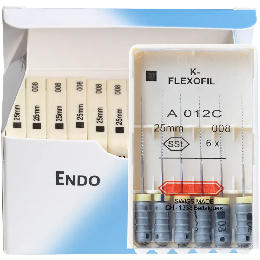 ملفات K-Flexox-Root Canal K ، أدوات مخبرية اللبية ، أدوات لطب الأسنان اللبية ، استخدام يدوي ، 21 ، 25 ، 31 ، 10 عبوات لكل صندوق