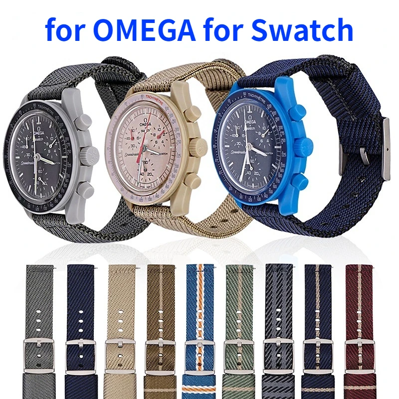 

20mm Watch Band for Omega for Swatch Moon Planet Series for MoonSwatch Strap Quick Release Nylon Bracelet Canvas Watchband