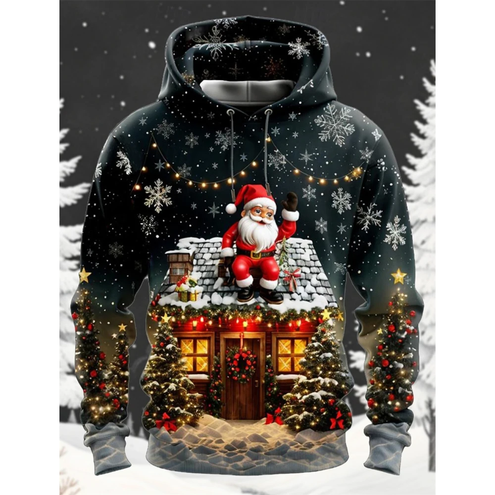 Santa Claus Mannen Mode 3D Print Hoodie Vakantie Streetwear Kerst Hoodies Hoodies Met capuchon Voorhoes Ontwerper Hoodie Sweatshirt