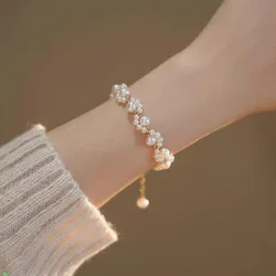 Female Luxury INS Imitation Pearl Bracelet Cartoon Cute White Beads Imitation Cat Claw Bracelet For Women Fashion Jewelry Trendy