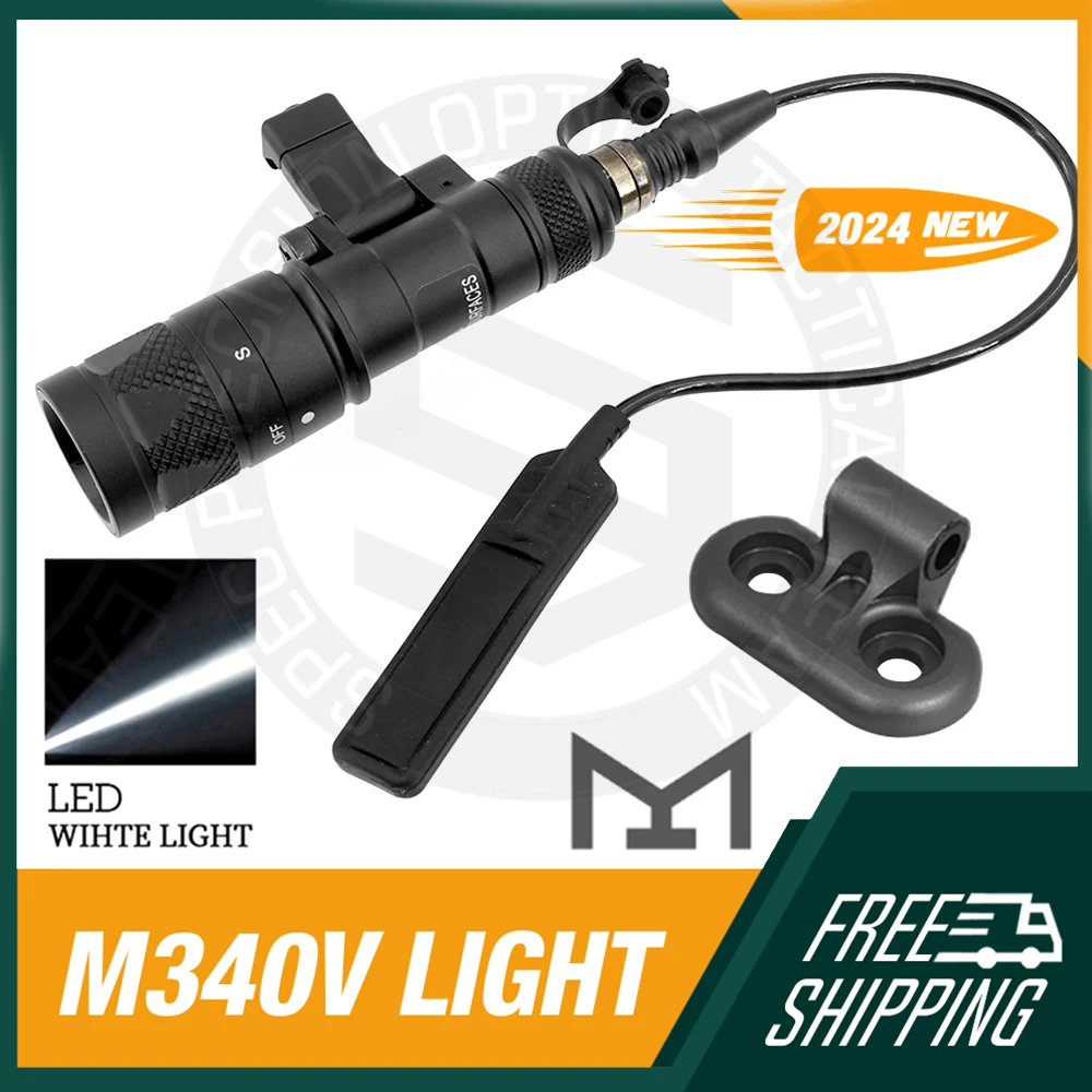 SPECPRECISION M340V Tactical Flashlight Scout light Strobelight Mini Infrared Scout Light Pro with MLOK Adapter with 20mm Rail