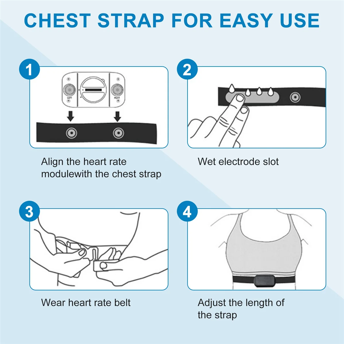 AT16 10Pcs Heart Rate Chest Strap Adjustable Elastic Strap for Sports Wireless Heart Rate Monitor