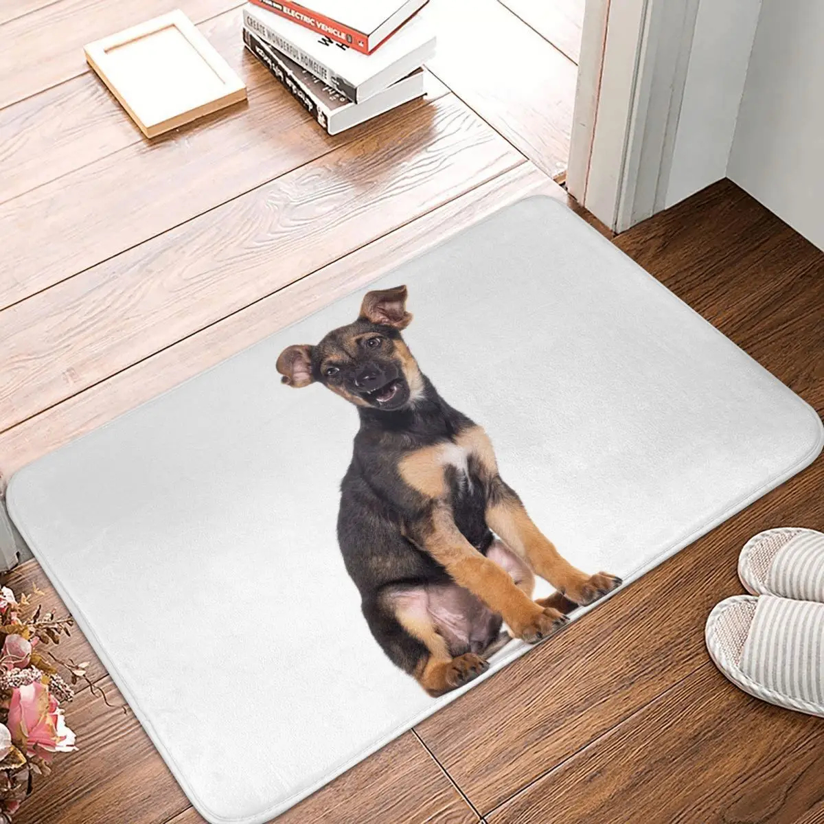 German Shepherd Puppy Foot Mat for Shower Home Decor Dog Bath Mat Quick Drying Bathroom Carpet Absorbent Non Slip Toilet Mat