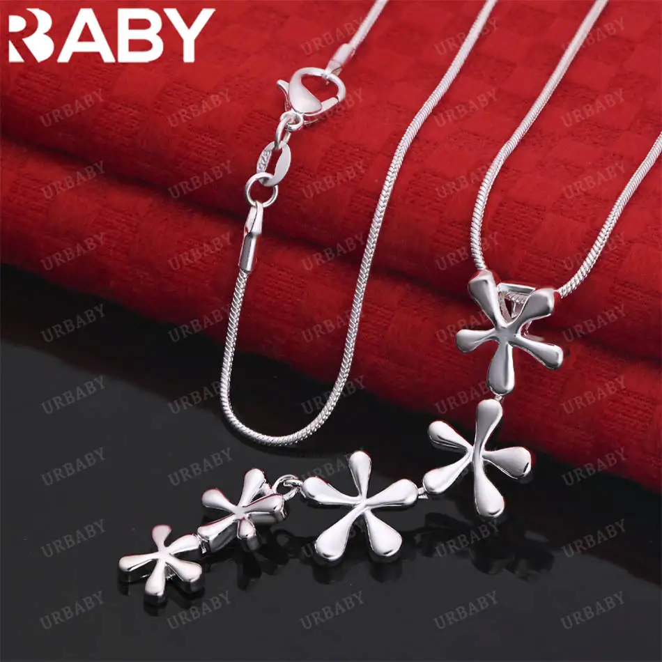 

URBABY 40-75cm 925 Sterling Silver Flowers Pendant Necklace For Women Charm Trend Birthday Gifts Fashion Party