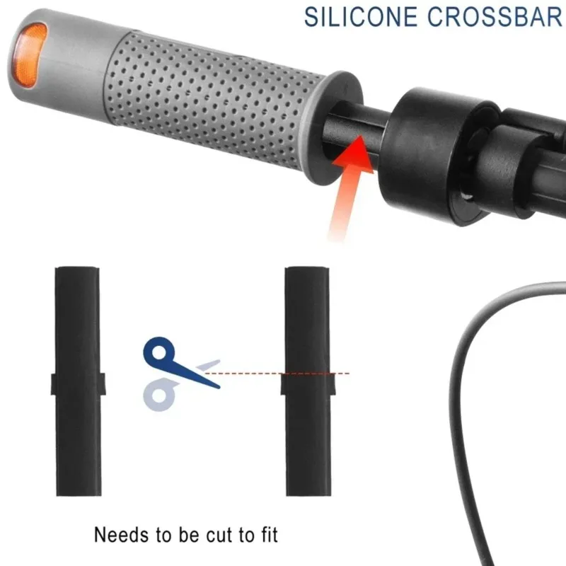 Picture 4: A06F-For /Ninebot Scooter Handlebar Accessories- Hand Bar Grips With Turn Signal Light Slot Grip Rubber Stopper In Gray