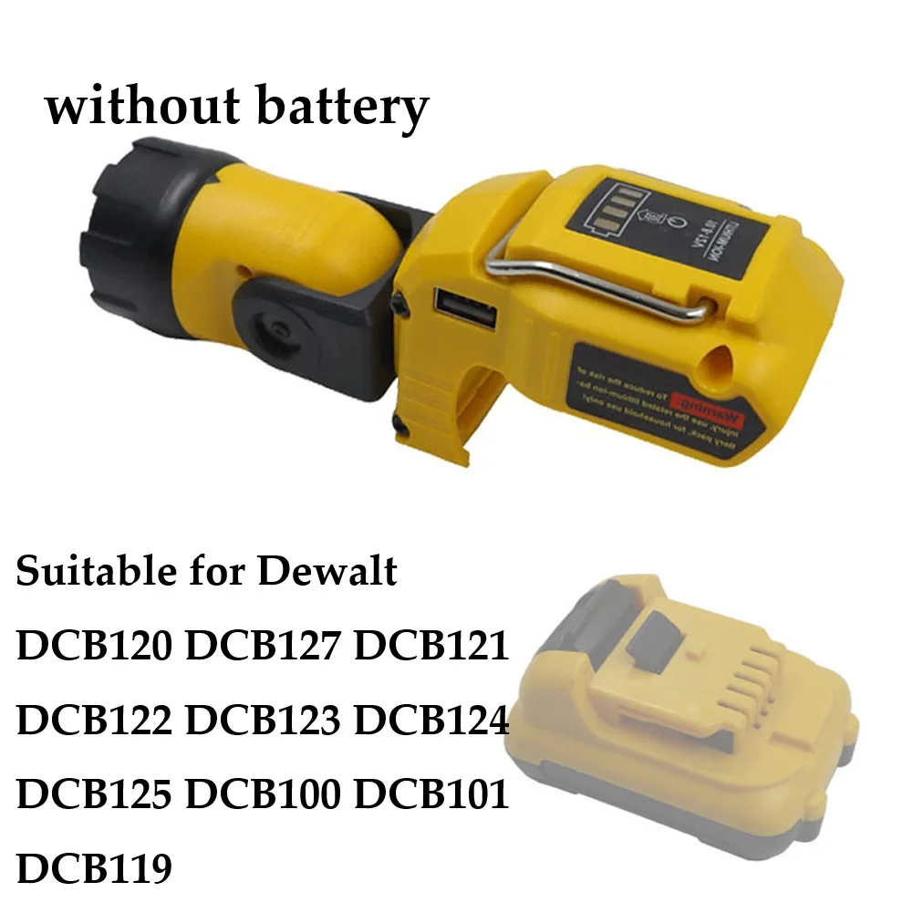 

12V Cordless LED Work Light, Rotating Flashlight, Compatible With Dewalts DCB120 Batteries, 180-degree Rotating Flashlight