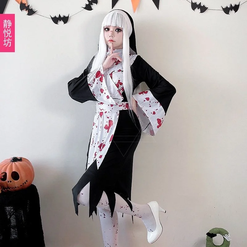 زي هالوين للبالغين، فستان ساحرة ومصاصة دماء، زي تنكري بثيمة داكنة للنساء، ملابس أداء مسرحي بأسلوب قوطي