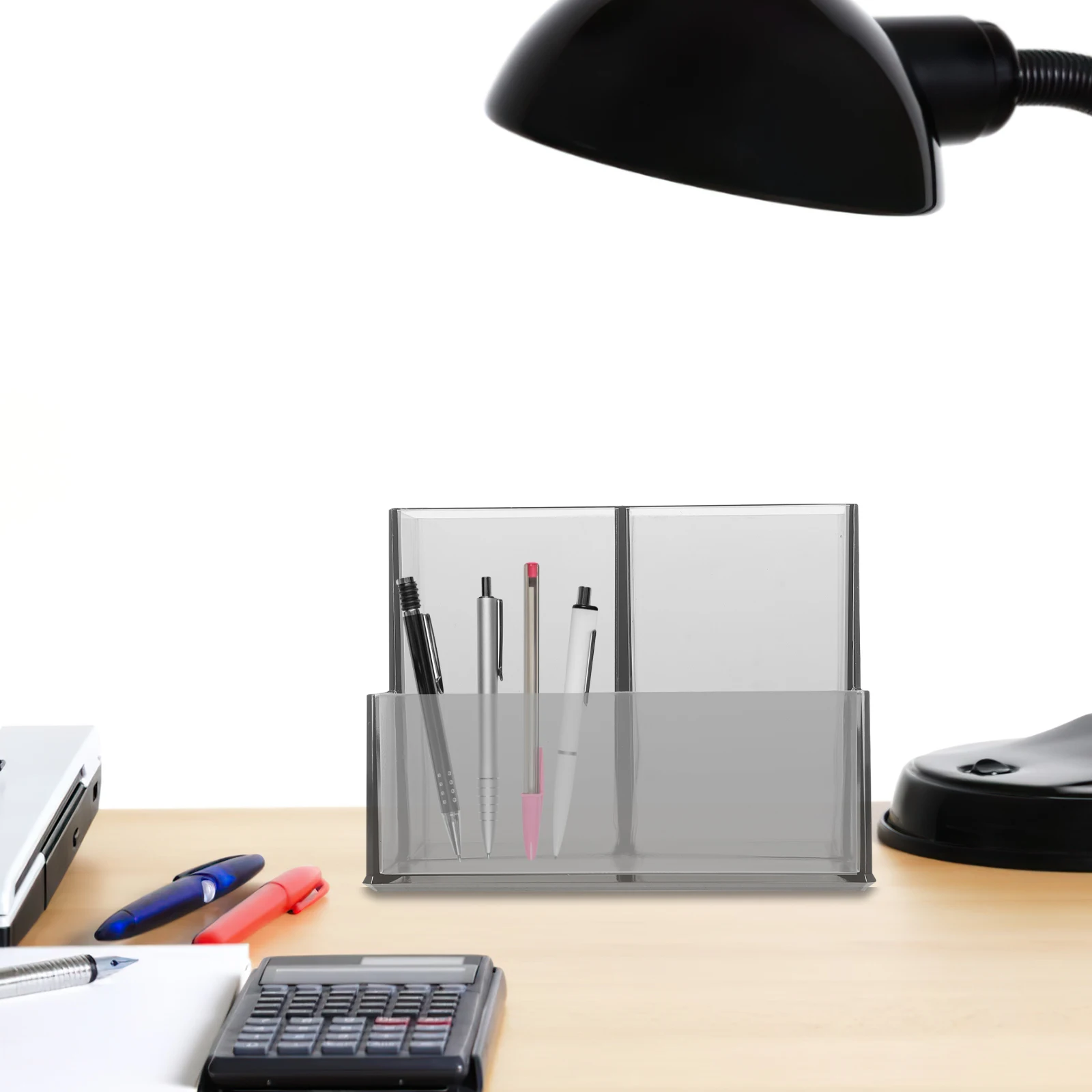 

2pcs Acrylic Pen Holder Transparent Desk ganizer for Pens Pencils Scissors Brushes Home Office Storage Box Shallow Gray