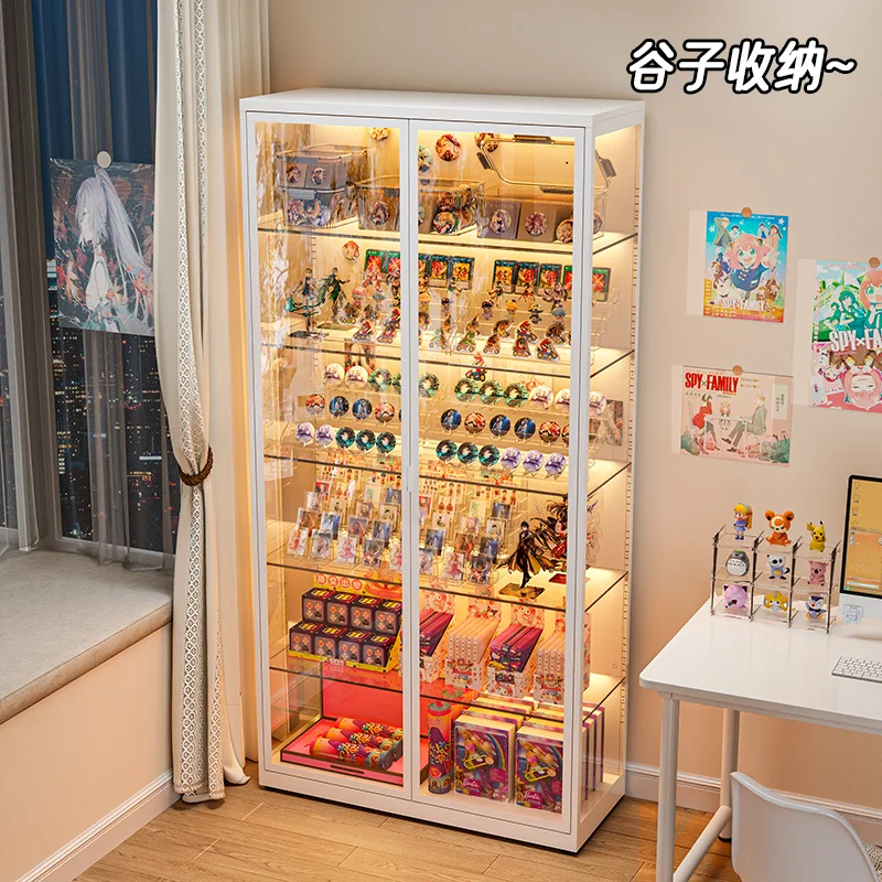 

Custom. Display Cabinet Secondary Yuan Iron Locker Living Room with Light Model Glass Dustproof Display Cabinet