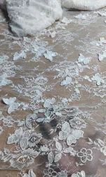 2D Appliqued Lace for Wedding High Quality 2024 Lace with Butterflies Off White Color