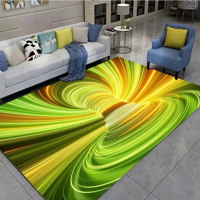 3D three-dimensional vortex pattern abstract geometrical optics doormat, living room and bedroom decorated with anti-skid carpet