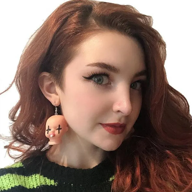 Babydoll Head Women\'s Earrings Kitsch Eardrop Yami Kawaii Pastel Goth Weird Jewelry Creepy Cute Doll Novelty Gifts