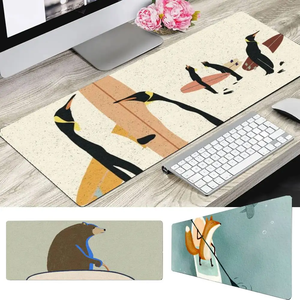 Funny Surfing Animal Retro Mousepad Non-slip Suitable For Office Computers Laptops E-sports Game Desk Mats XXL Keyboard