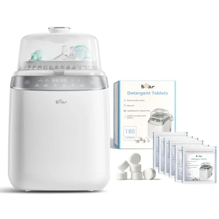 

Bear Bottle Washer Bear Official Detergent Tablets 180 Count for Dishwasher Clear Long-Lasting Cleaning Power Efficient Stain R