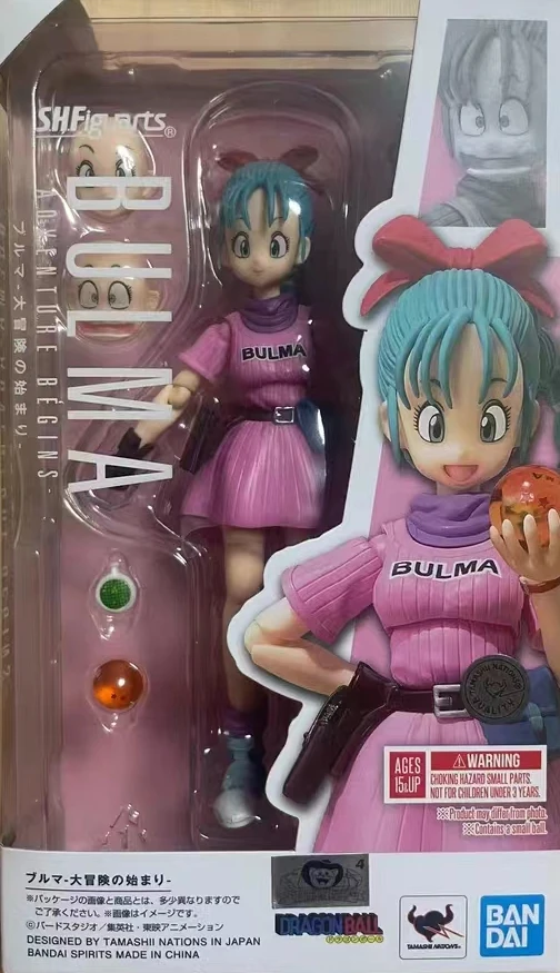 En Stock, nueva serie Bandai SHF Dragon Ball genuina Bulma-el comienzo de la aventura, figuras de acción, juguete para regalo, colección de modelos