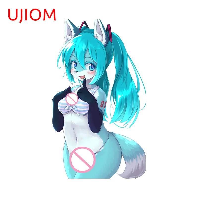 UJIOM Furry Rabbit Girl Wall Sticker Bathoom Seductive Posture Waterproof Vinyl Decal Charming Bedroom Wallpaper Home Decor