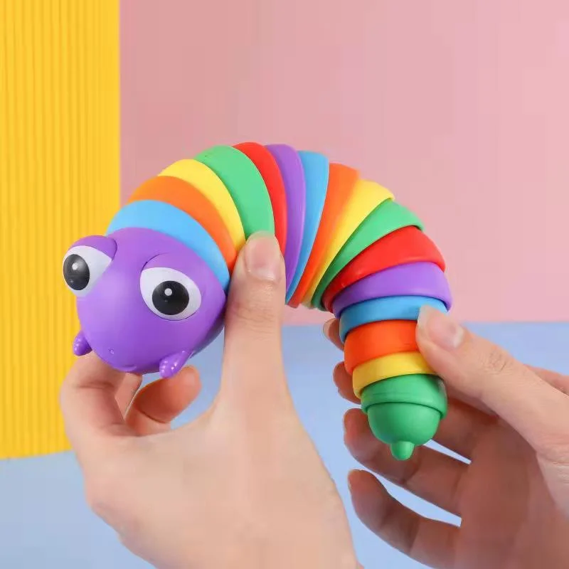 3D Slug Fidget Toy Fidget Toy Slug Articulated Flexible Relief Anti-Anxiety Slug Sensory Toys Children Aldult Release Stress