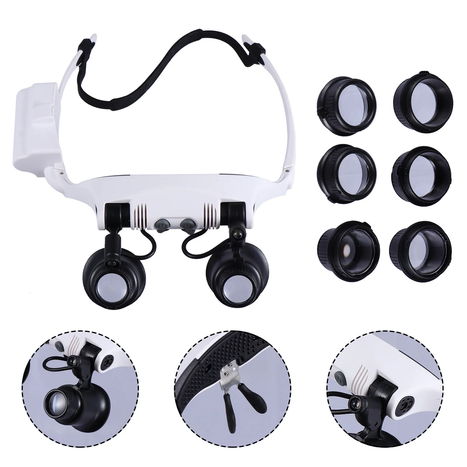 

1Set Head-Mounted Magnifier High-Quality ABS Acrylic Optical Lenses Headband Magnifying Glass Jewelry Inspection LED Light