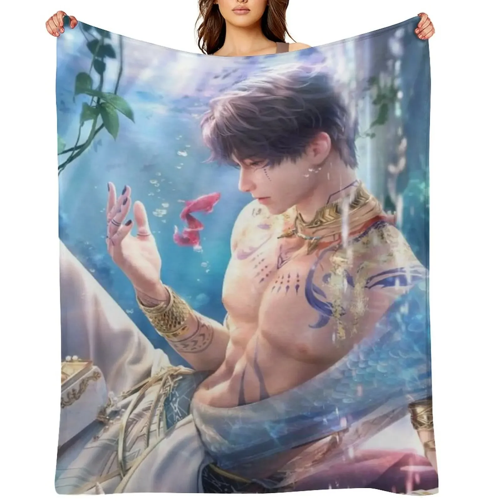 

Charming Game Character Cozy Flannel Throw Blanket for Couch Bed Living Room Naps Dorm Lightweight Soft Warm Home Textile