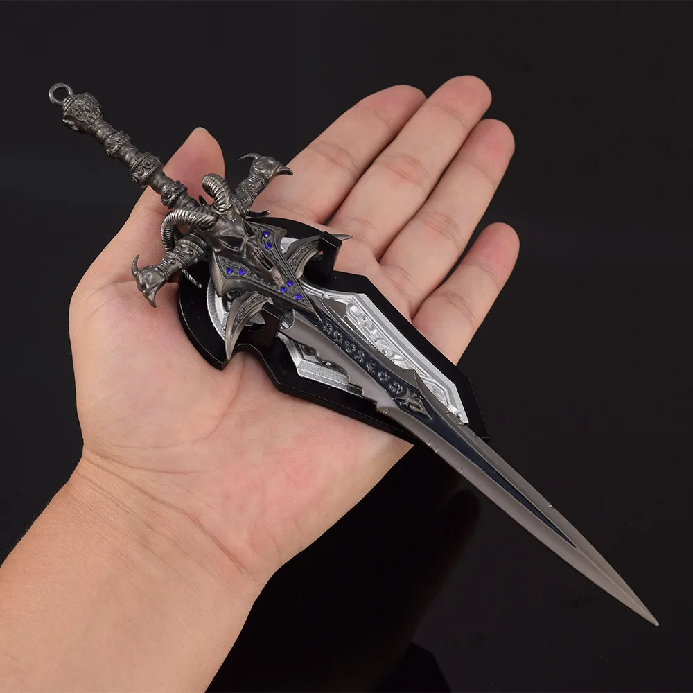 22cm Warcraft Figure Frostmourne with Wall Panels All Metal Crafts Ornaments Actions Figure Collections Boys Gifts