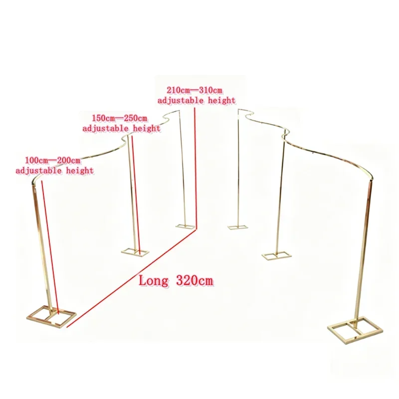 2 Stück höhenverstellbarer Wellen-Hochzeitsbogen-Hintergrundständer, Metall-S-Rahmen für Outdoor-Partys, Events und Blumenarrangements – Detail 1