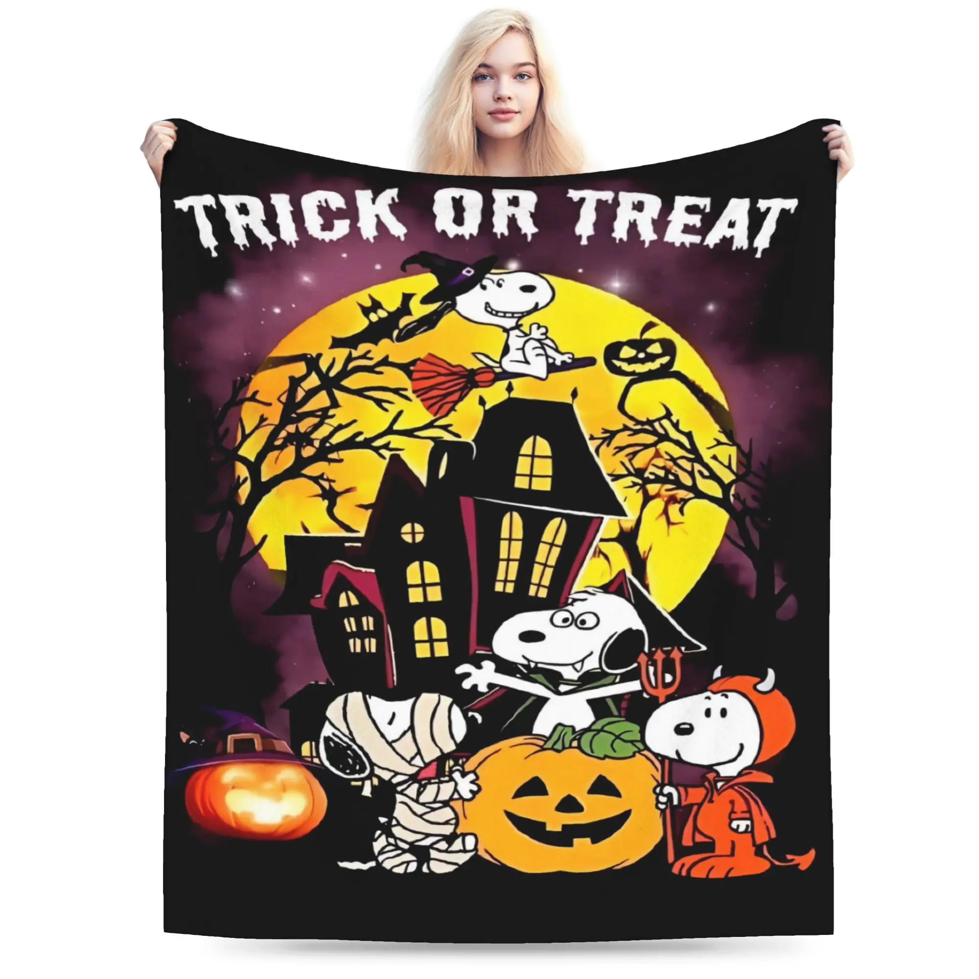 Halloween Snoopys Pumpkin Blankets  Soft Warm Funny Plush Throw Blanket For Child Living Room Flannel Bedspread Bed Cover